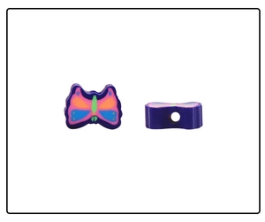 Detailed view of colorful polymer clay butterfly beads for DIY jewelry making
