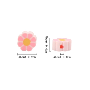 Perles fleurs en pâte polymère rose pour DIY bijoux et colliers, taille 0,9cm avec trou 0,2cm