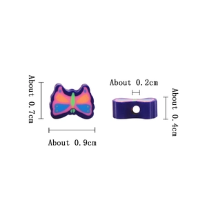 Purple polymer clay butterfly beads for DIY jewelry with size measurements