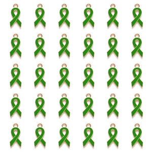 30pcs green enamel ribbon charms with gold-plated base for DIY jewelry making
