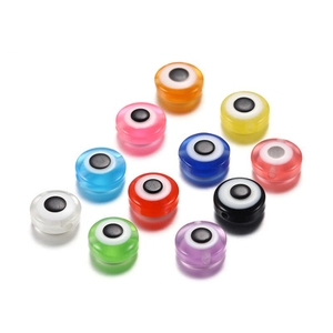 Perles Mauvais Œil en Acrylique pour Fabrication de Bijoux DIY Bracelet Collier Multicolores Rondes Plates en Résine Matériel Artisanal