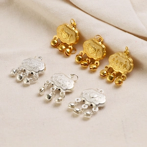 Pendentif Serrure de Longévité Vintage en Alliage Avec Cloches Style Traditionnel Chinois Charme Fu pour Bijoux DIY