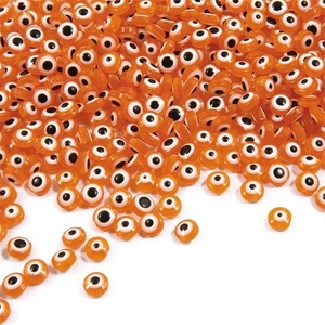 Perles plates œil porte-bonheur en acrylique orange pour la création de bijoux DIY