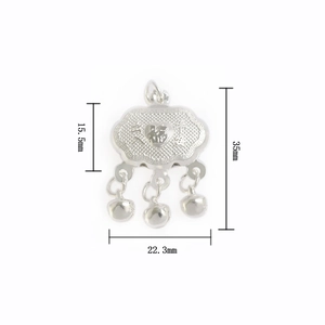 Pendentif cadenas de longévité argenté avec caractère Fu et clochettes pour DIY colliers