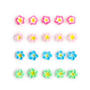 Lot de 20 perles de fleurs en pâte polymère colorées en 4 couleurs pour bijoux DIY