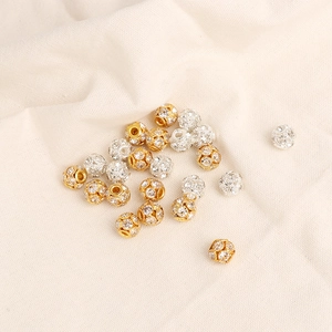 Perles de Boule Ronde en Zirconium Cubique Micro Pave 10mm Perles d'Espacement Scintillantes en Alliage pour Bijoux DIY