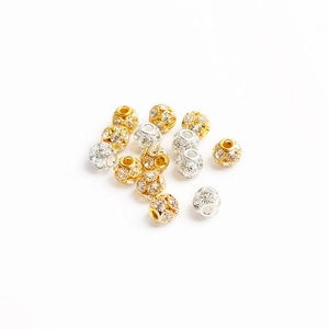 Pendentifs boules sertis de cristaux en or et argent pour création de bijoux DIY