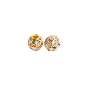 Perles boules dorées incrustées de cristaux pour la création de bijoux DIY et colliers