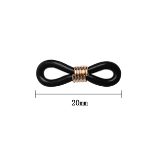 Schwarze Silikon-Brillenkettenschlaufen mit goldener Metallfeder, 20 mm Länge