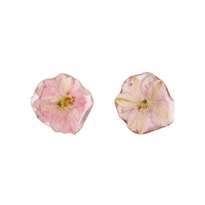 Irregular resin pendants with pink dried flowers for DIY jewelry making
