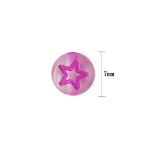Perle lumineuse en acrylique violet 7mm avec étoile rose pour création de bijoux