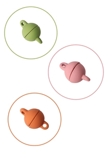 Tre chiusure magnetiche in silicone nei colori verde, rosa e arancio per gioielli e cavi
