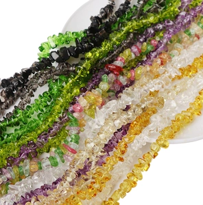 Detailed view of colorful irregular natural stone chip beads for DIY jewelry making