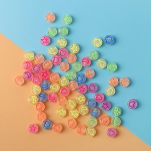 Perles lumineuses en acrylique étoile et lune aux couleurs pastel pour bijoux DIY