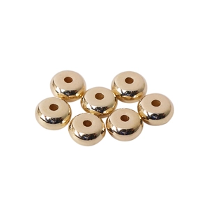Polished golden CCB flat round spacer beads for DIY jewelry making and necklaces