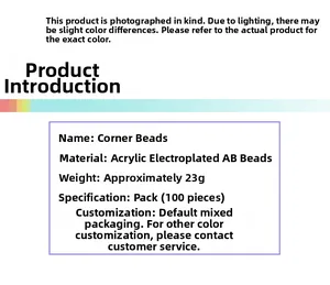 Specifications for 100pcs acrylic electroplated AB faceted beads 23g pack for DIY crafts