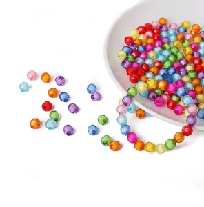 Macro shot of colorful faceted acrylic beads for DIY handmade jewelry and bracelets