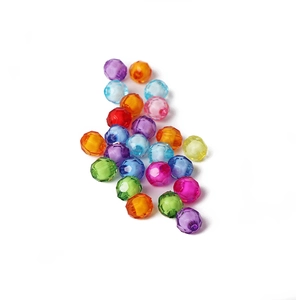 Close-up of colorful faceted acrylic beads for DIY jewelry and handmade bracelets