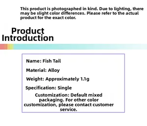 Detailed specifications of alloy fishtail pendant including weight 1.1g and material type