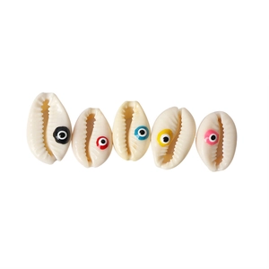 Natural shell beads with colorful enamel evil eye charms for DIY jewelry making