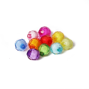 Faceted acrylic beads for DIY jewelry making in vibrant mixed colors and transparent texture
