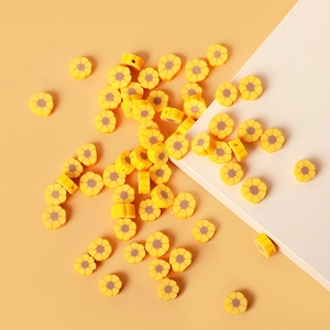 Perles tournesol en pâte polymère jaune pour la création de bijoux DIY