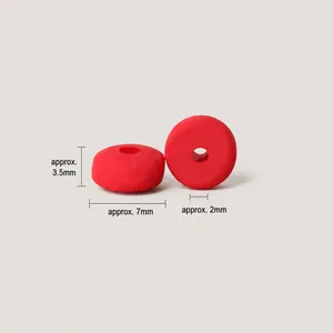 Cuentas rojas de arcilla polimérica para joyas DIY de 7mm diámetro y agujero 2mm