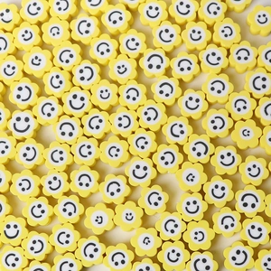 Perles en Vrac en Pâte Polymère Visage Souriant Tournesol pour la Fabrication de Bijoux DIY Bracelet Collier Jaune
