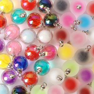 Pendentifs en Perles Rondes en Acrylique Faits à la Main Breloques en Perles Irisées Givrés pour la Fabrication de Bijoux