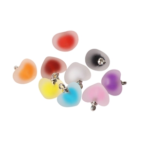 Frosted acrylic heart pendants in various colors with metal clasps for DIY jewelry