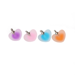 Frosted acrylic heart pendants in gradient purple, pink, blue, and orange for DIY jewelry
