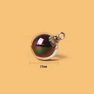 Pendentif en acrylique irisé 16mm avec boucle argentée pour bijoux DIY