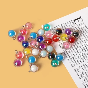 Pendentifs en perles acryliques colorées avec boucles en métal pour bijoux DIY