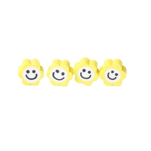 Perles fleurs jaunes en argile avec smileys pour la création de bijoux DIY