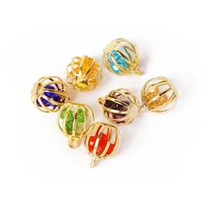 Set mit 7 goldenen Käfighängern mit bunten Kristallperlen für DIY-Schmuckherstellung