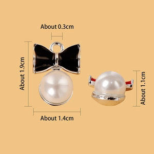Legering strik en parel hanger voor DIY sieraden getoond vanuit meerdere hoeken