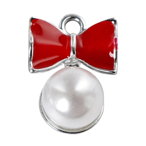 Rode emaille strik en witte parel hanger voor DIY sieraden maken accessoires