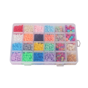 Leuchtende Buchstabenperlen und Polymer-Ton DIY-Schmuckset in einer 24-Gitter-Sortierbox