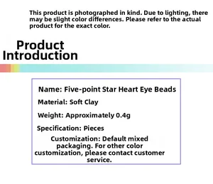 Perles en pâte polymère étoile cœur et œil pour bijoux DIY poids 0,4g par pièce
