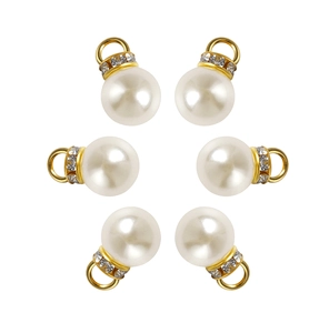 Set di 6 ciondoli di perle con anelli in oro e strass per gioielli fai-da-te