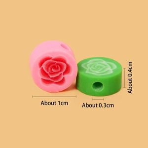 Perles de fleurs roses en pâte polymère pour bijoux DIY avec dimensions