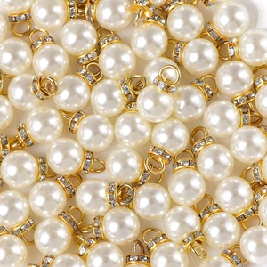 Ciondolo in Lega Con Perla Artificial di Imitazione e Cerchio di Strass Per Creazione di Gioielli DIY Collana Bracciale Donna