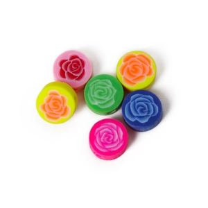 Perles colorées en pâte polymère à motif rose pour la création de bijoux DIY et colliers