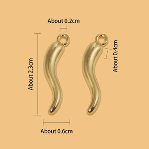 Polished gold horn charms for DIY jewelry making pendants with closed ring detail