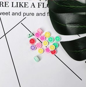 Macro de perles colorées en pâte polymère aux motifs fruits et fleurs pour bijoux DIY