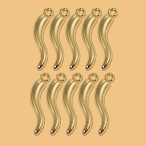 Set of 10 gold chili pepper shaped alloy pendants for DIY jewelry making and crafts