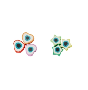 Perles en pâte polymère cœur et étoile avec œil protecteur pour bijoux DIY