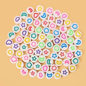 Perles colorées en pâte polymère étoile et lune pour création de bijoux DIY à la main
