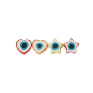 Perles faites main en argile polymère cœur et étoile avec motifs œil porte-bonheur