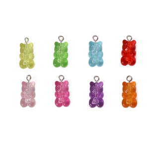 Lot de 8 pendentifs ours en acrylique translucide avec anneaux pour bijoux DIY créatifs